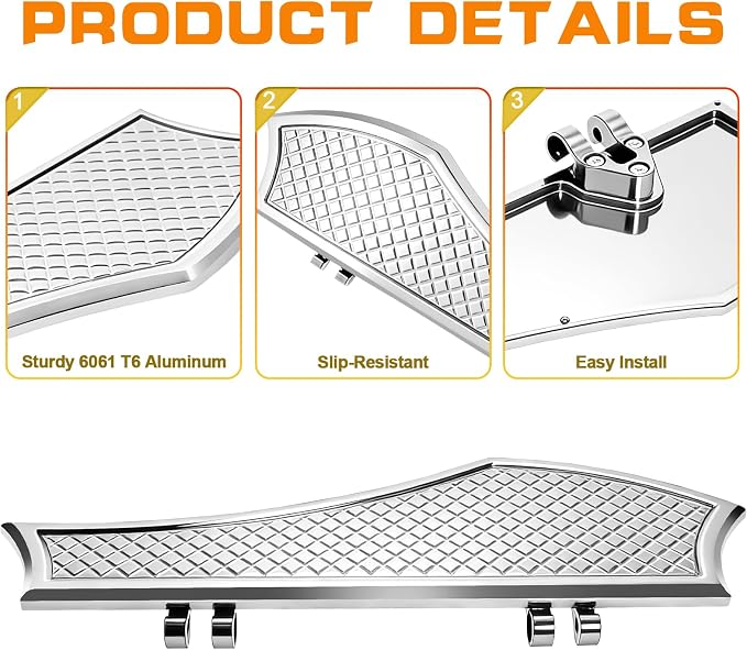 Driver Anti-Slip Stretched Floorboards Foot Pegs for Harley Touring Road King,Road Glide,Street Glide,Electra Glide,Ultra 1986-2025 & Softail Fat Boy,Street Bob Fat Bob,Breakout 86-2017