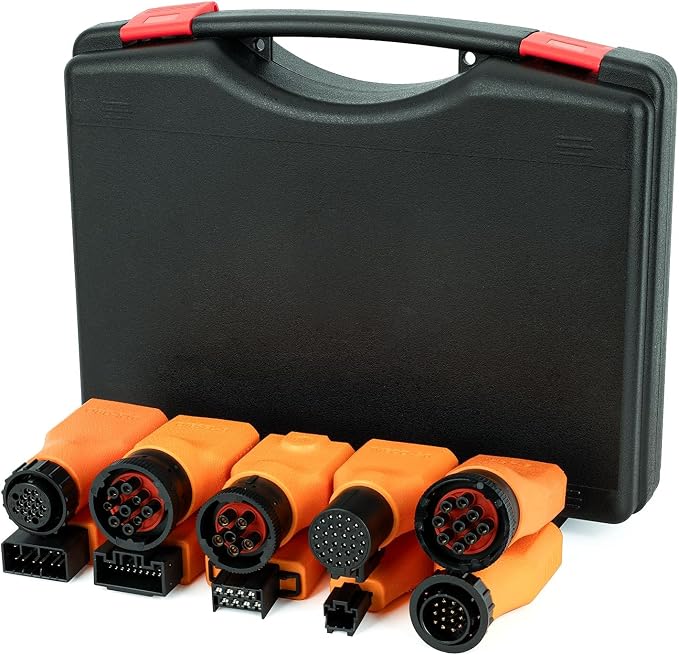 10-Piece OBD2 OBDII Converter Adapter Kit for Heavy Duty Trucks, Supports J1939 and J1708 Protocols