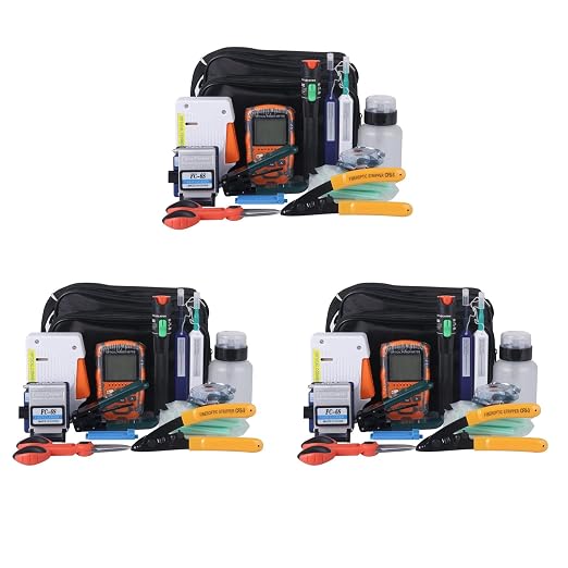 Fiber Optic Termination & Cleaning Kit 3 Pack- Visual Fault Locator Fiber Optic Cable Tester, Optical Power Meter, Cleaner, Cleaver, Stripper - Multi Tester Tools Set