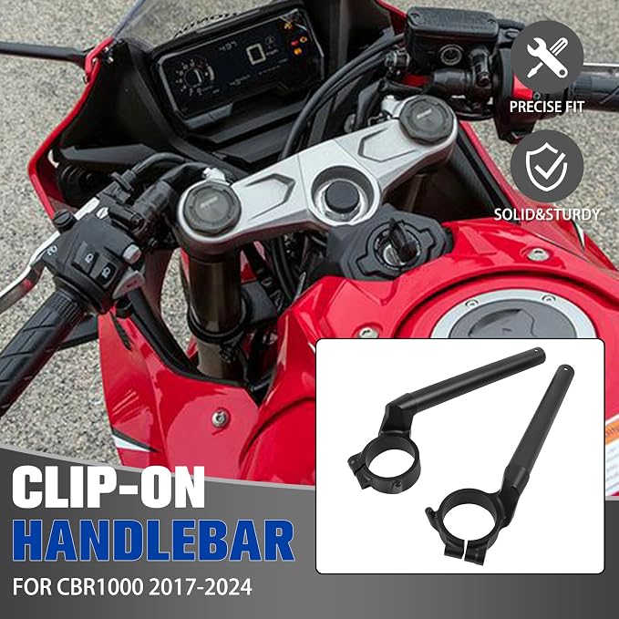 49mm Clip On Handlebars Replacement for Honda CBR1000RR 2017-2024 Left & Right Aluminum Motorcycle 7/8" Clip On Fork Tube Handlebars