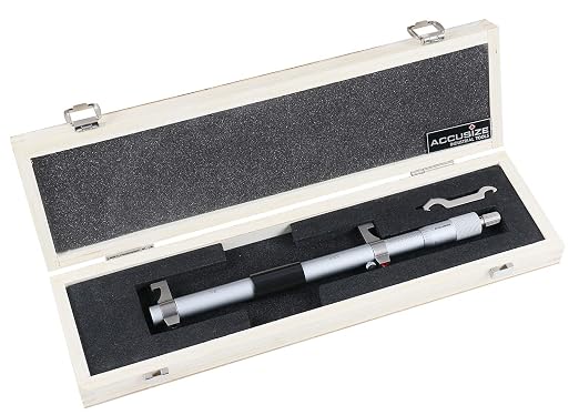 Accusize Industrial Tools 7-8'' by 0.001'' Inside Micrometer in Fitted Case, Satin Chrome Finished, Eg00-3228 | Range: 7-8", Graduation: 0.001", Accuracy: 0.00028", Resolution: 0.0001", Satin Chrome Finish