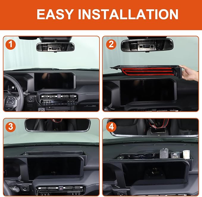 Car Center Console Dash Organizer Compatible with Toyota Land Cruiser 250 Prado LC250 J250 2024 2025,ABS Dashboard Tray Storage Box Interior Accessories