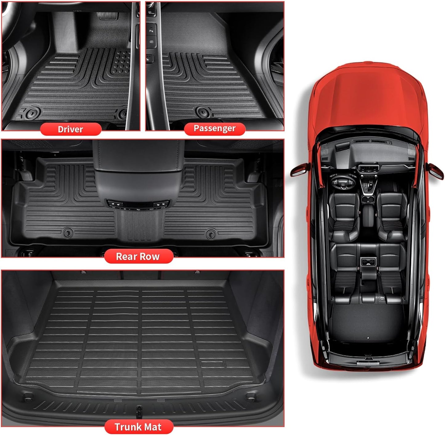 Wayhigh-All Weather Floor Mats and Cargo Mat with Seatback Cargo Set Fit for Buick Enclave 2025 Bucket/Acadia & Acadia Denali 2024-2025 Bucket/Chevy Traverse 2024-2025 Bucket
