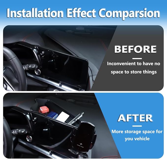 Sekhyna Navigation Screen Back Storage Box Compatible Chevrolet Corvette C8 2020-2025,Dash Organizer Tray,Center Console Phone Insert Auxiliary Storage Tray Interior Accessories (with Phone Mount B)