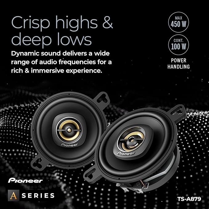 PIONEER A-Series Plus TS-A879 3.5” 2-Way Speakers (Pair) – 100W Max, Balanced Sound + Smooth Treble, Great Stock Replacement, Easy Installation