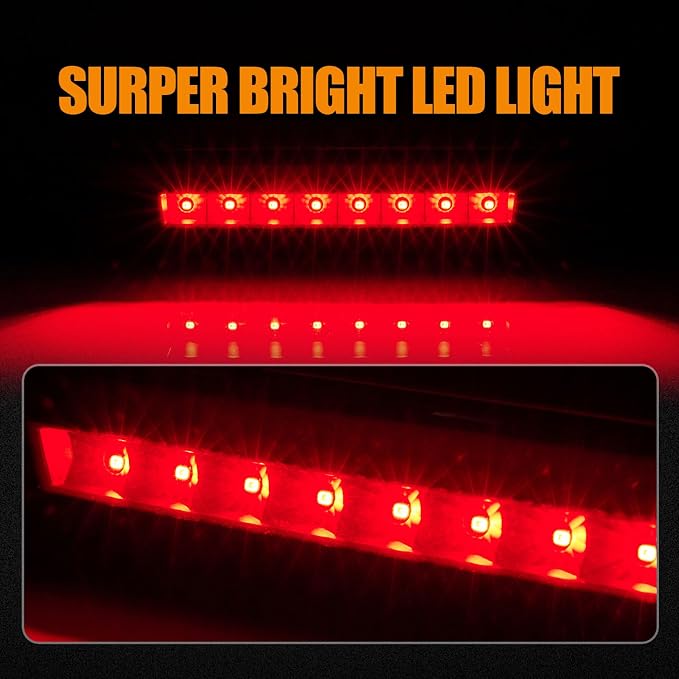 Third 3rd Brake Light LED for 2010-2016 Dodge Journey, High Mount Rear Brake Lights Assembly for 10-16 Journey, Waterproof Center Cab Lamp Stop Light (Black)