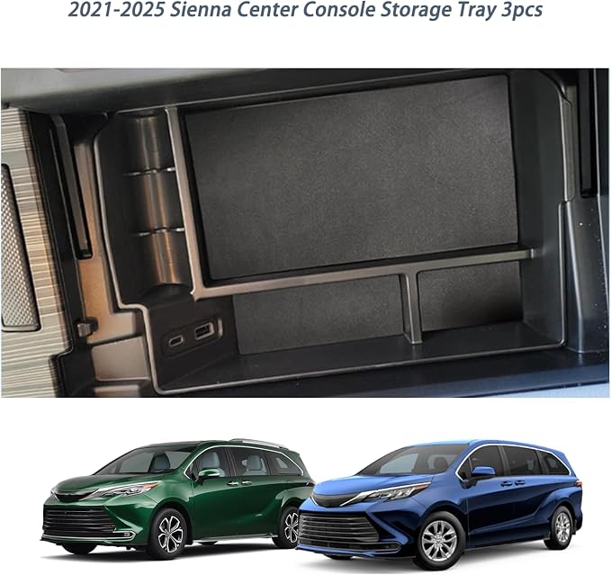 （3PCS） Center Console Organizer for 2021-2024 2025 Sienna Center Console Tray Armrest Box Secondary Storage Center Console Tray 2025 Sienna Accessories