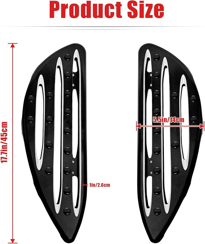 Goldfire Large Floorboards Driver Footpegs CNC Blade Aluminum Front Rider Foot Rest Pedal Motorcycle Accessories Fit for Harley Touring 1984-2017, Softail FL 1986-2017, Dyna FLD, Black