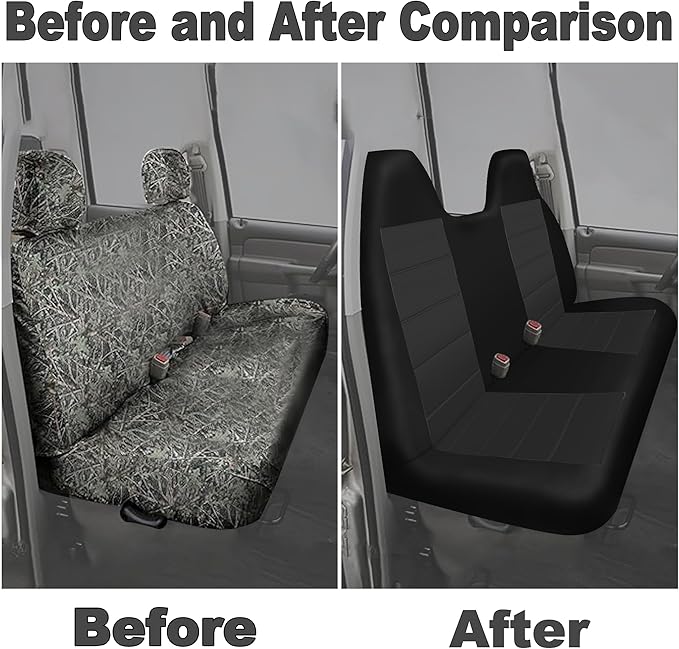 Custom Bench Seat Covers for Ford F150 1999 2000 2001 2002 2003 2004 Heavy Duty Cloth Protector Interior Accessories，Waterproof & Machine Washable - Black