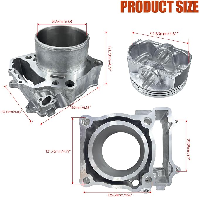 96.6mm Bore Engine Rebuild Kit Cylinder Piston Gasket Top End Kit Compatible with Polaris Sportsman 550 XP X2 EPS 2009-2014 3090173 3090202
