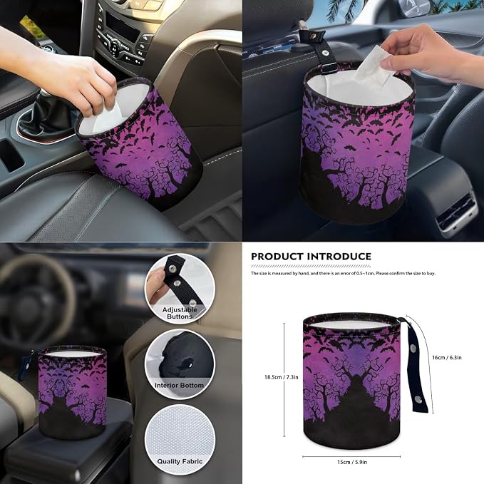 Car Seat Covers Front and Back Full Set with Steering Wheel Cover Armrest Cushion Safety Belt Pads Inside Rearview Mirror Cover Gear Shift Lever + Handbrake Protectors, Purple