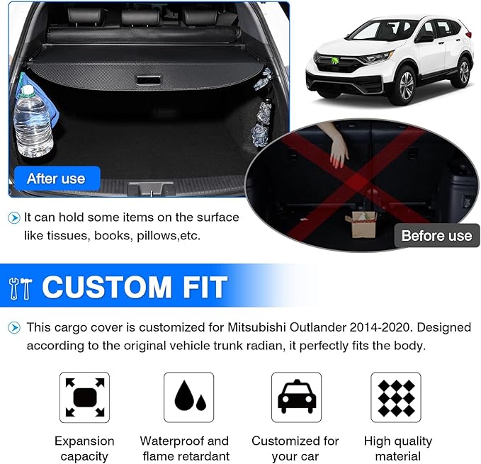 Powerty Cargo Cover for 2016-2021 2022 Honda HRV Retractable Trunk Cover Trunk Shielding Shade for HR-V Accessories Cargo Luggage Cover No Gap