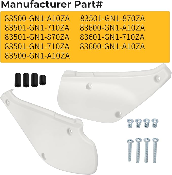 M MATI Side Panel Guard Plates Covers Kit for Honda XR80R XR100R 1988-2000 83500-GN1-A10ZA 83501-GN1-870ZA 83501-GN1-710ZA 83600-GN1-A10ZA 83501-GN1-870ZA 83601-GN1-710ZA