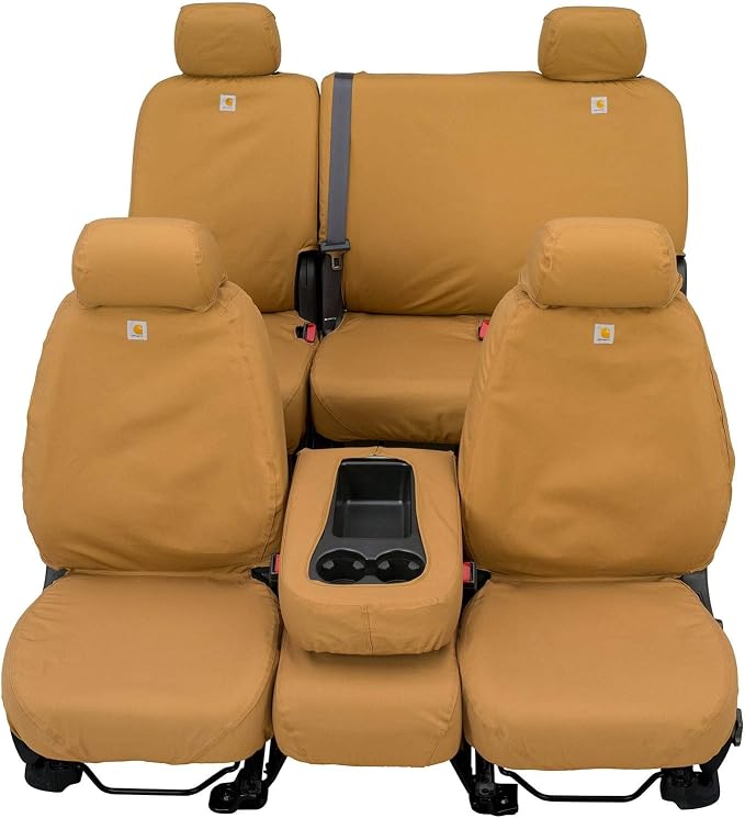Covercraft Carhartt SeatSaver Custom Seat Covers | Fits 2006-2009 Dodge Ram 2500/3500 | 1st Row Bucket Seats, Duck Weave Brown