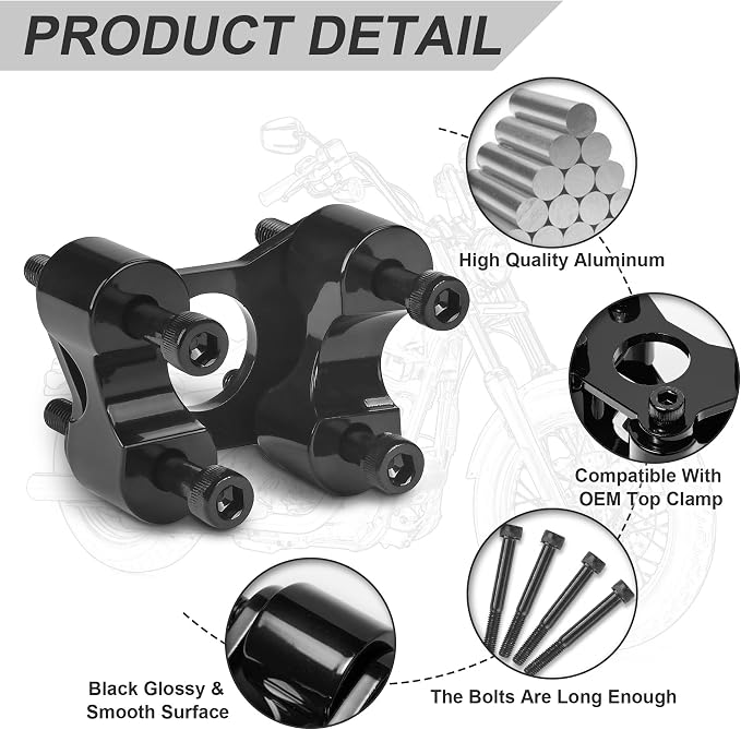 Aluminum 1-3/8" Rise Handlebar Riser Kit For Can Am Spyder F3/F3S/F3T/F3 Limited 2016+ & RT/RTS 2020+ Models|1-1/8" Backward Adjustable Bar Accessories (A)