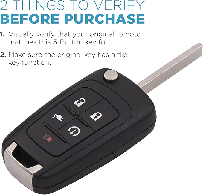 Keyless2Go Replacement for 5 Button PEPS Flip Key Chevrolet Volt OHT05918179 22923862-2 Pack
