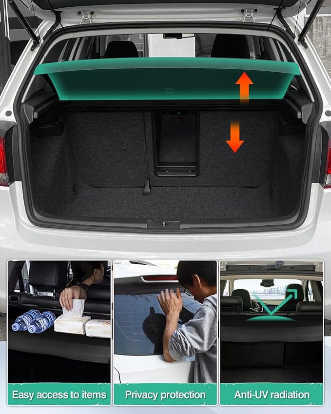 Powerty Cargo Cover for Volkswagen Golf GTI Mk6 2010 2011 2012 2013 2014 Trunk Cover Retractable Trunk Shielding Shade Accessories for VW Golf 6 Cargo Luggage Cover No Gap