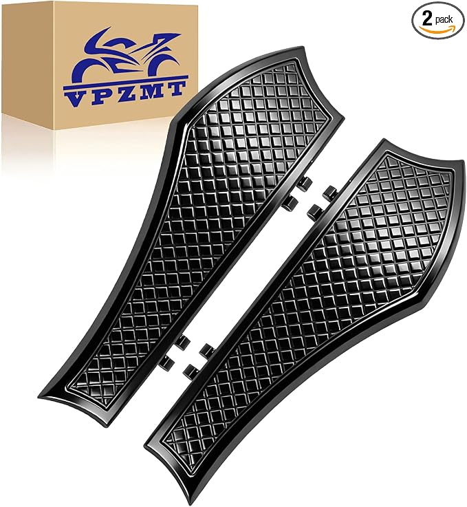 Black Driver Anti-Slip Stretched Floorboards Footpegs for Harley Touring RoadKing, Road glide, Street glide, Electra glide 1986-2025 & Softail Fat Boy, Fat Bob, Street Bob '86-2017 Models