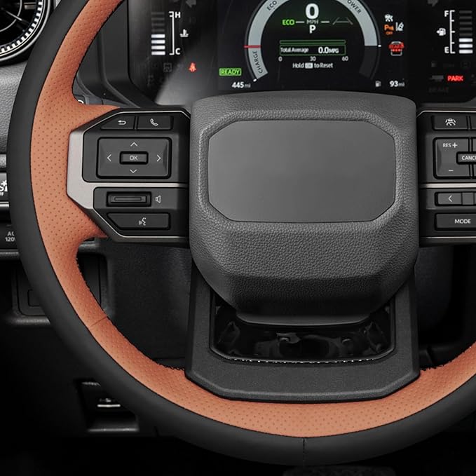 MEWANT Hand Stitch Steering Wheel Cover for Toyota Land Cruiser 2024-2026, Custom Fit DIY Wrap Interior Accessories