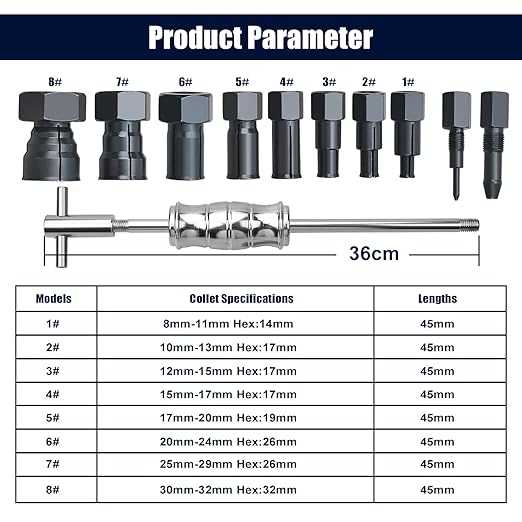 LainKeen 12pcs Blind Hole Collet Bearing Puller Set Internal Extractor Puller Kit with Slide Hammer and Expandable Collets 8-32MM Pilot Inner Removal Tool for Automotive and Motorcycle Wheel Bearings