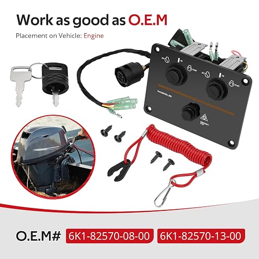 JAVIK 12V Dual Engine Key Switch Panel Twin Switch with Choke Switches and Engine Alarm Buzzer for Yamaha Outboard Engines O.E.M# 6K1-82570-08-00 6K1-82570-13-00