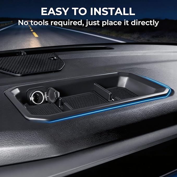 Dashboard Storage Tray Dash Organizer for Toyota Tundra 2022-2026 & Toyota Sequoia 2023-2026, Interior Accessories Center Console Storage Box for 2022-2026 Tundra & 2023-2026 Sequoia, Black