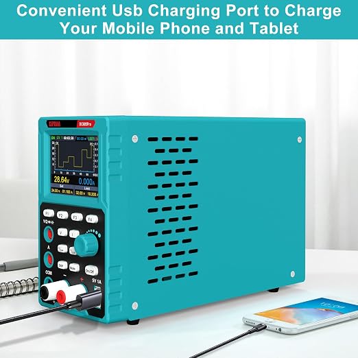 Kiprim 2-in-1 Programmable Power Supply and Multimeter (0-60 V 0-5 A) DC605Pro with Data Memory,High Precision,OCP,OVP, PC Software and USB Charging