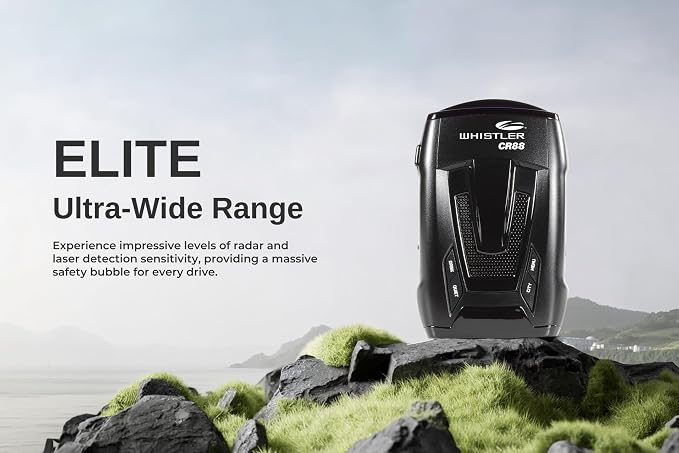 Whistler CR88 High Performance Laser Radar Detector: 360 Degree Protection and Bilingual Voice Alerts,Black