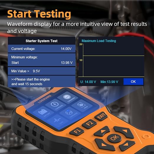 Car Battery Tester 12V 24V Load Tester,100-2000CCA Automotive Alternator Tester Battery Analyzer Digital Charg System Scan Tool Crank System Tester for Truck Marine Motorcycle SUV Boat.