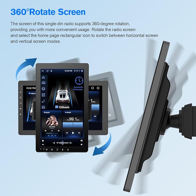 Haudio 10.1" Single DIN Car Stereo with Wireless Apple CarPlay & Android Auto, Android 13 Floating Touchscreen, Split Screen, Bluetooth, WiFi, Mirror Link, AHD Camera, 2GB+32GB