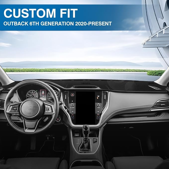 KUST Black Dash Cover for Subaru Outback 2020 2021 2022 2023 2024 2025 Left Hand Driving Dashboard Cover Polyester Dash Mat Non-Slip Interior Accessories for Subaru Outback No Glare