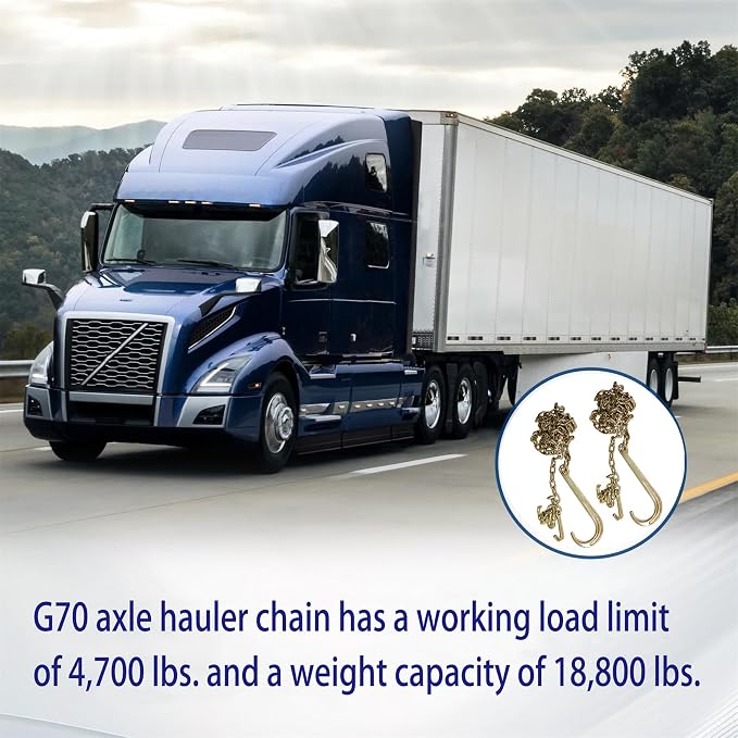 WFLNHB 2PCS G70 5/16 x10 Transportation Tow Chain with RTJ and Grab Hook | Replacement for Recovery Truck Axles