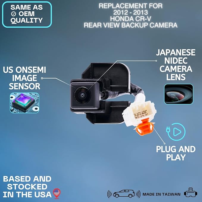 Backup Camera for 2012-2013 Honda CR-V Rear Tailgate Parking View Cam | Fits OE 39530-T0A-A01 39530-T0A-A011 39530T0AA01 39530T0AA011, rear view reverse parking assist backup monitor sensor