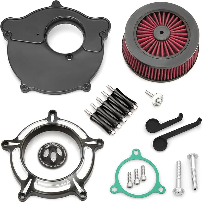 For harley air cleaner filter Sportster Softail Touring street road king glide Dyna for harley davidson air intake filters (Contrast Cut - Red Filter, D-For M8 Touring/Softail 2018-UP)