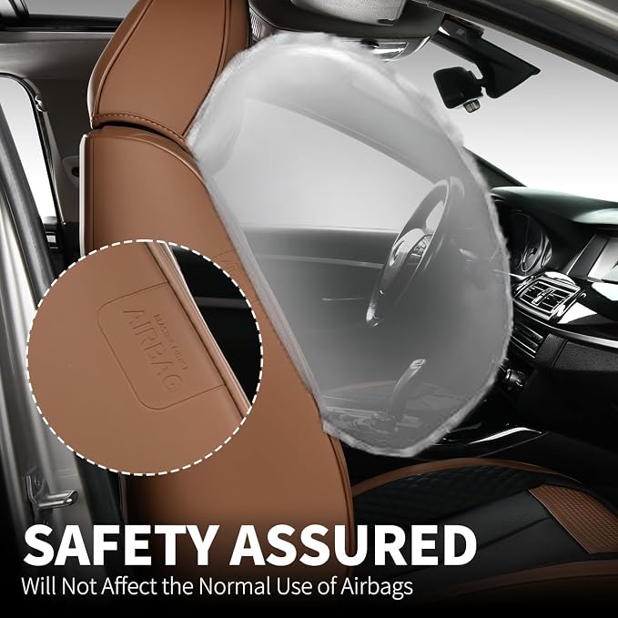 FLORICH Car Seat Covers Front Seats Only, Luxury Leather Seat Covers Universal Anti-Slip Driver Seat Cover, Automotive Vehicle Seat Covers fit for Trucks Vans SUVs Sedans (2 Packs, Light Coffee)