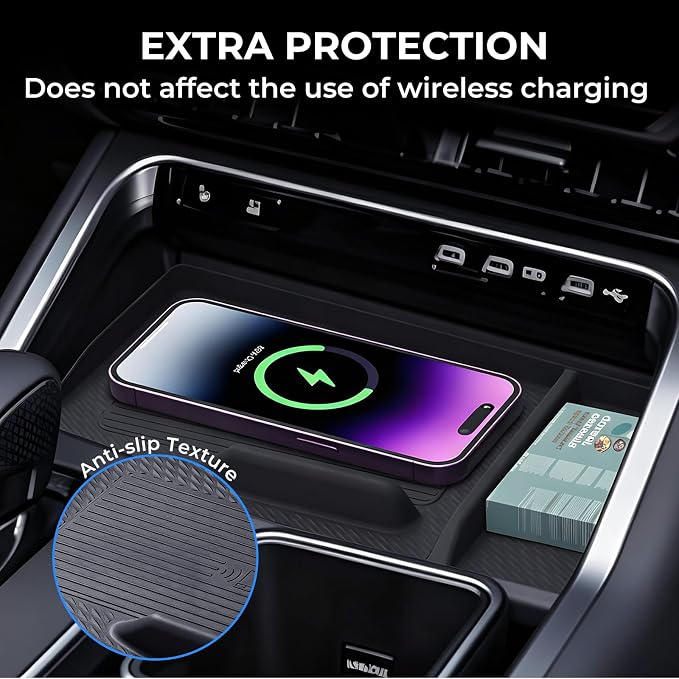 Wireless Charging Protective Mat for Lexus TX TX350/TX500h/TX550h+ 2026 2025 2024, Interior Accessories Center Console Wireless Charger Cover Pad for 2024-2026 TX 350/550h/550h+, Black