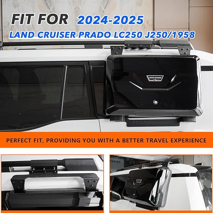 Exterior Side Mounted Gear Carrier Toolbox Storage Box with Lock for 2024-2026 Toyota Land Crusier Prado J250/LC250/1958 Side Storage Box Black