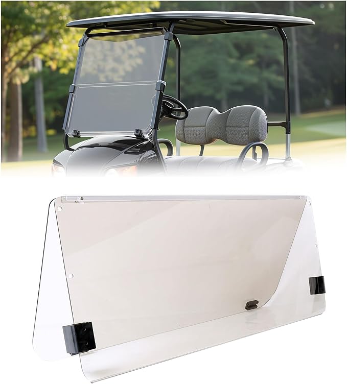 ECOTRIC Tinted Windshield Compatible with Yamaha G22 Models 2003-2006 Folding Down Tinted with Anti-UV and Impact Resistant Acrylic