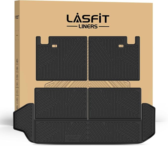 LASFIT Cargo Mat&Backrest Mat for Toyota 4Runner 2025-2026 (Only Fit 7-Seats), All Weather TPE Custom Fit Easy Clean Durable No-Curling Cargo Liner for 6th gen 4 Runner Cargo Mat, Black