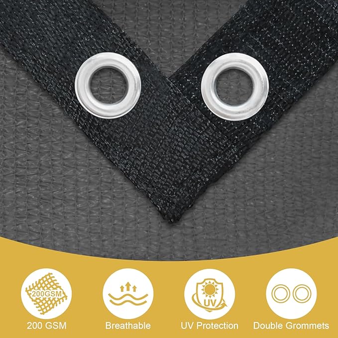 Shade&Beyond Customized Size 90% Sun Shade Cloth with Grommets, 10' X 10' Pergola Shade Cover Canopy, Mesh Tarp Sun Screens for Patio, Outdoor, Garden, Backyard, Dark Gray, GN10