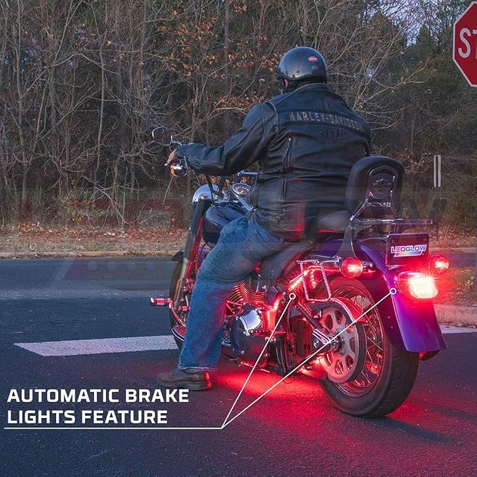 LEDGlow 10pc Advanced Million Color LED Motorcycle Accent Underlow Light Kit - 15 Solid Colors - 6 Patterns - Multi-Color Flexible Strips - Includes Waterproof Control Box & 2 Wireless Remotes