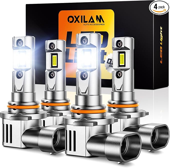 OXILAM New 9005 9006 LED Bulb Combo, HB-3 HB-4 90000LM 10X Ultra-Brightness, 3 Min Quick Installation, 60000H Longer Lifespan Driving Light, IP68 Waterproof, No Flicker, 99% Compatibility, 4PCS