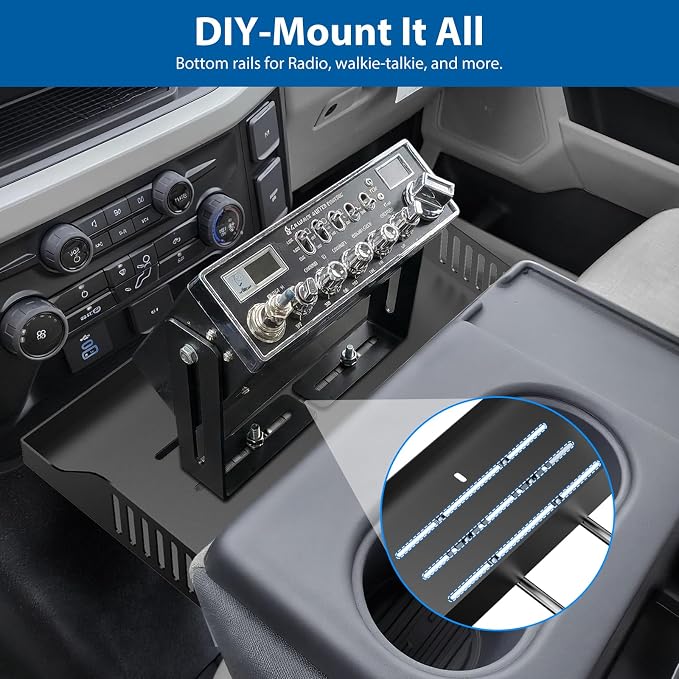 All Metal Front Center Seat Headrest Organizer Compatible with 2011-2025 2026 Ford F150 F250 F350 F450 F550 F650, Center Console Container Storage Box Armrest Tray Accessories (Jump Seat Only)