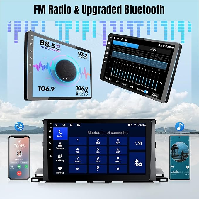 Leadfan Car Stereo Radio for Toyota Highlander 2014 2015 2016 2017 2018 2019 with Carplay Android Auto, 9Inch Screen with GPS Navigation SWC FM Bluetooth Backup Camera