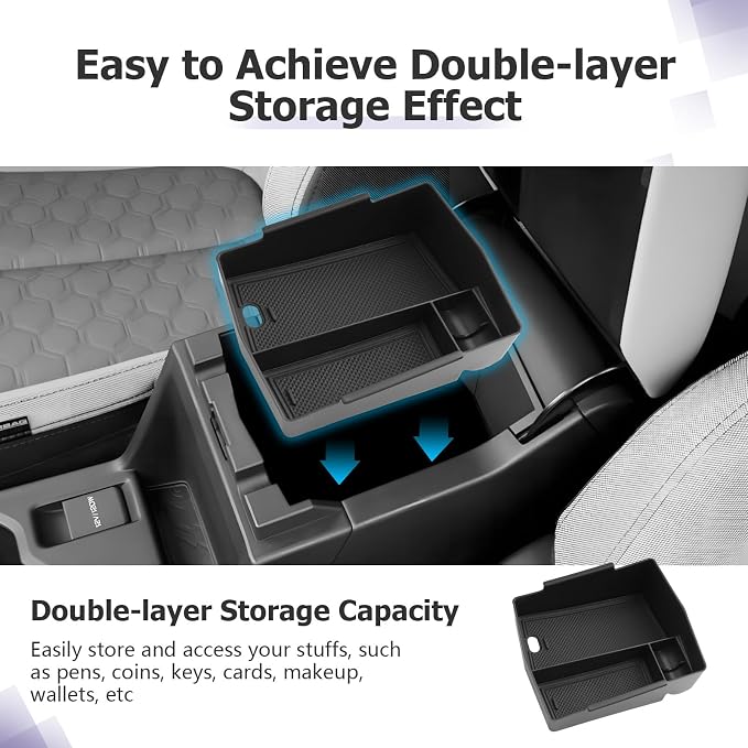 LUWU Center Console Organizer for 2025 2026 Subaru Forester Accessories (Base/Sport/Limited) Armrest Console Storage Box Insert Tray ABS Material Coin Container(Not for 26+ Touring/Wilderness/Premium)