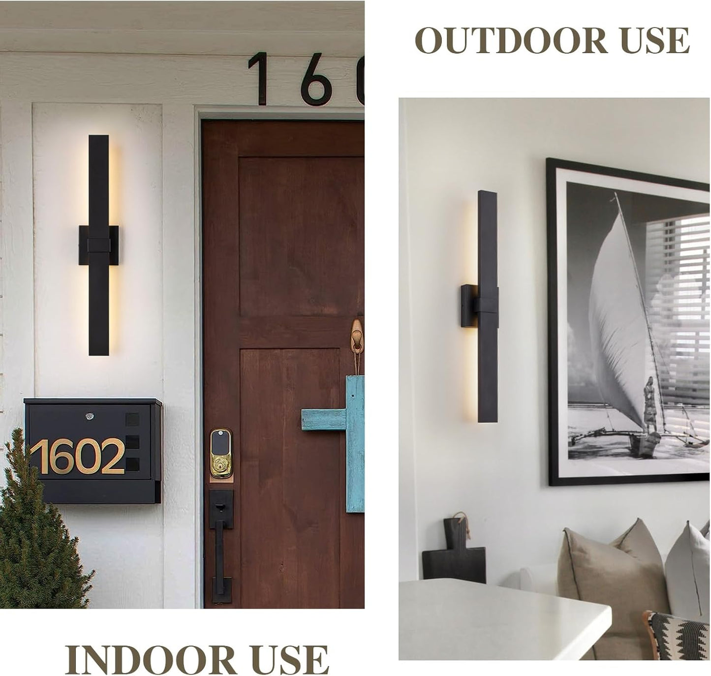 Modern Outdoor Wall Light Fixtures 27.2" Black Outdoor Porch Lights Exterior LED Wall Sconces, 12W Integrated LED Long Outside Light Fixtures for Garage, Porch, Patio, Front Door, House, etc.