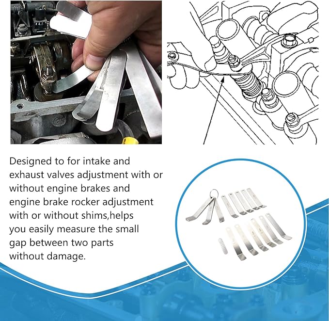 Feeler Gauge Jake Brake Tool Set Compatible with Volve Mack MP7 MP8 MP10 D12 D13 D16 Engines Intake & Exhaust Valve Adjustment Kit (14 PCs) Replaces 88880053 88880052 85111377