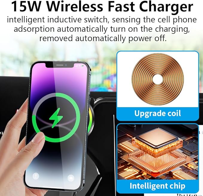 Car Magnetic Phone Mount for 2023 2024 2025 2026 Toyota Prius SE LE XLE Nightshade XSE [8-inch Touch Screen ]Auto Interior Accessories Best Cellphone Holder Fast 15W Wireless Charger Cell Phones Stand