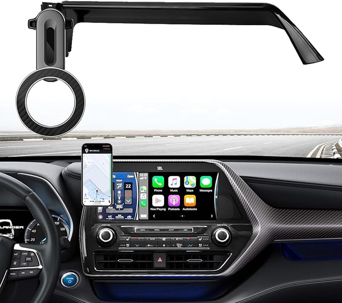 For Toyota Highlander 2020-2025 Interior Accessories,Custom Fit Phone Holder&Magsafe Car Mount,Dual 360°Adjustable,Dual N52 Magnets,Secure&Silent,No Vent Blocking,for iPhone Android,12.3-inch Screen