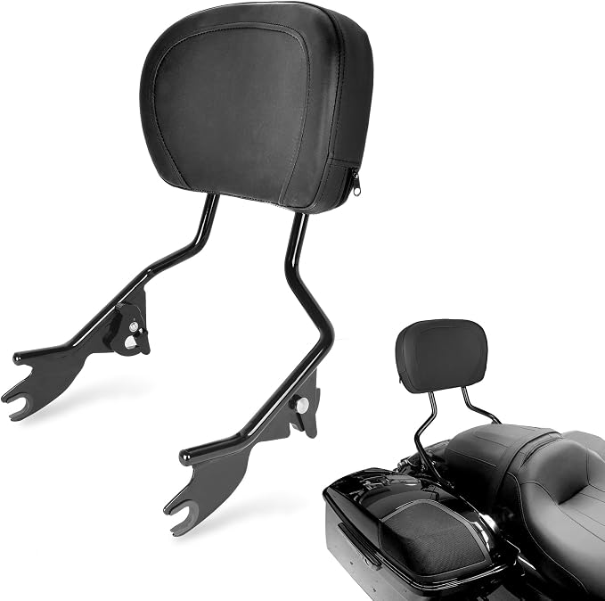 Goldfire Detachable Passenger Backrest for Harley Touring Quick Release Sissy Bar Street Glide Road King Electra Glide 2009-2024 Rear Back Pad (Black)